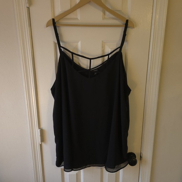 torrid Tops - Torrid Sophie Chiffon Lattice Neck Swing Cami Tank Flowy Relaxed Fit Size 4